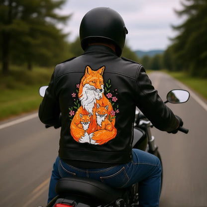Mushroom Orange Foxes Motorcycle Embroidered Animal Patch Appliques Iron on Patches Badge Clothes Sewing