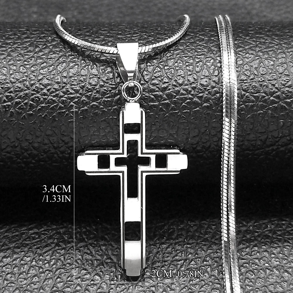 Men Fashion Cross Gold Stainless Steel Choker Cross Stainless Steel Choker Pendant Necklace