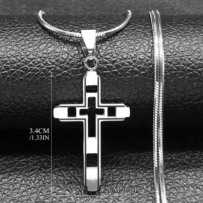 Men Fashion Cross Gold Stainless Steel Choker Cross Stainless Steel Choker Pendant Necklace