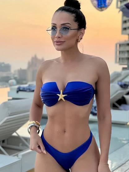 Push Up Sexy Women Swimsuit Swimwear High Cut Patchwork Bikini Bathing Swimming Suit