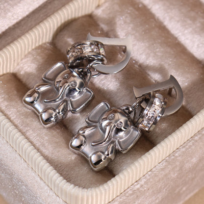 Crystal Stainless Steel 18k Gold-Plated Women's Elephant Eternal Earrings Gift