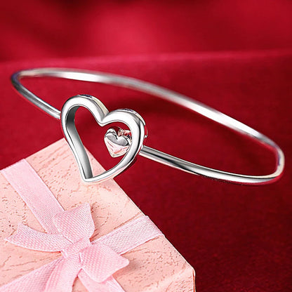 925 Sterling Silver Charms Open Women Fashion Adjustment Cuff Wedding Bangles Bracelet