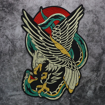 Punk Dragon Eagle Animal Large Embroidered Patch Appliques Iron on Patches Badge Clothes Sewing