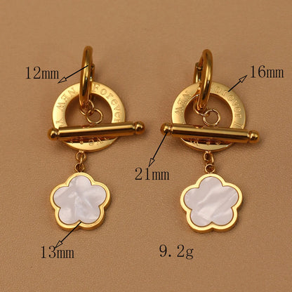 Stainless Steel Circle Heart Pendant Love Women's Party Wedding Earrings