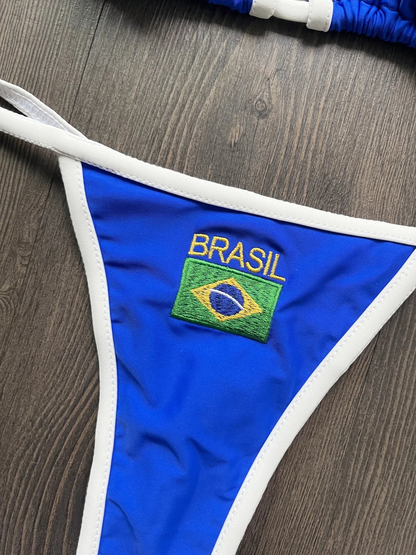 Women Swimwear Swimsuit Two-pieces Brazil Flag Bathing G-string Thong Brazilian Bikini Suit