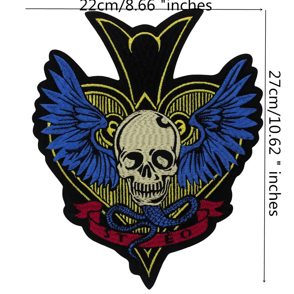 Poker Ace of Spades Embroidery Skull Iron Patch For Clothing Patches Punk Appliques sewing Sticker