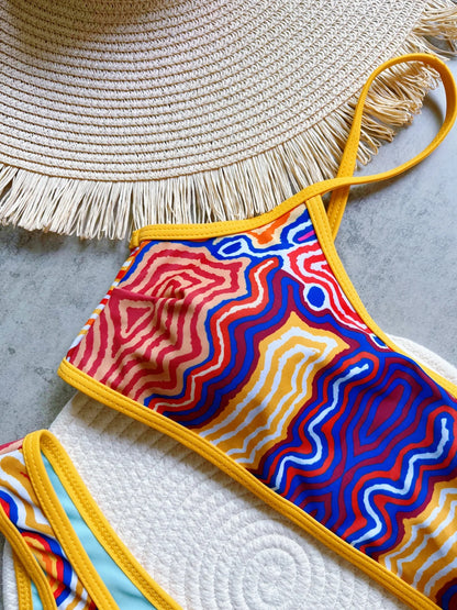 Sexy Print High Leg Cut Brazilian Bikini Swimsuit Swimwear Two-pieces Bathing Suit
