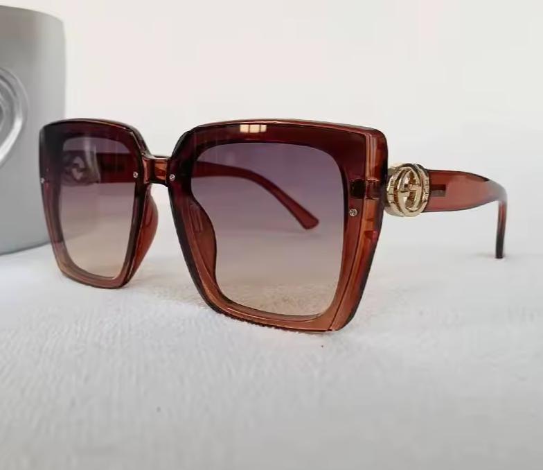 Men Women Glamour Designer Oversized Square Rimless Eyewear UV400 Sunglasses