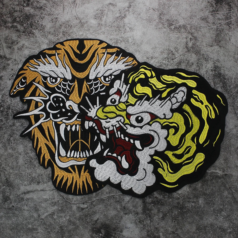 Embroidery Dragon head Patch Appliques Iron on Patches Badge Clothes Sewing