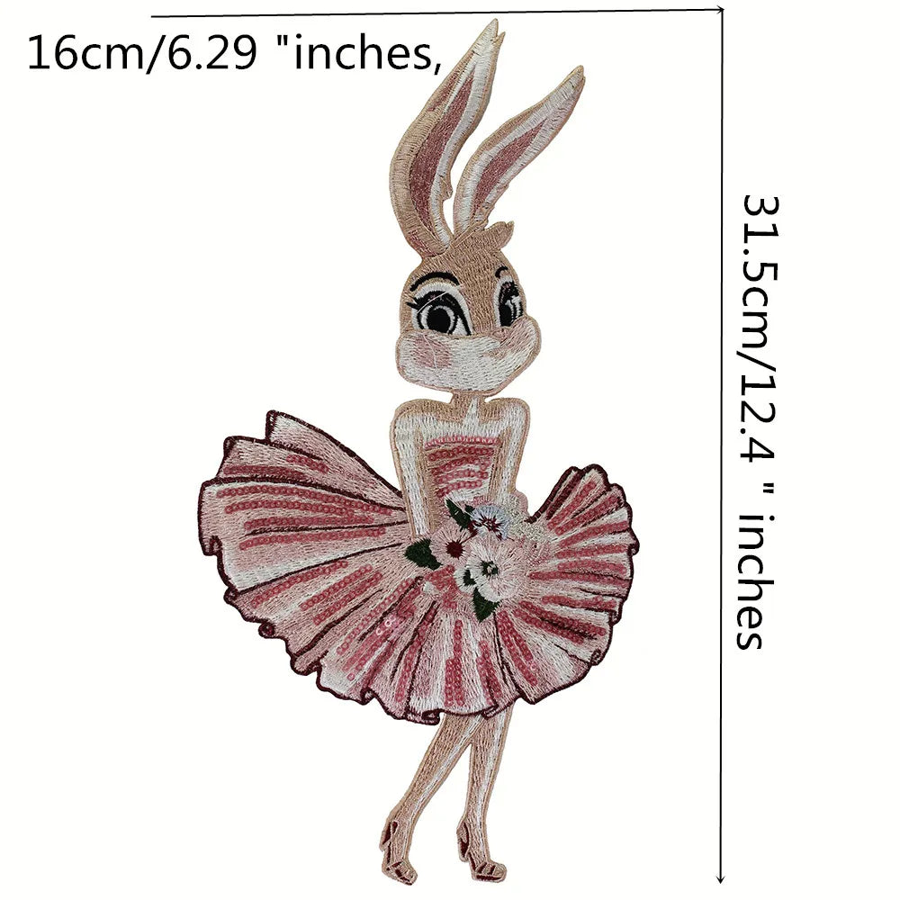 Cartoon Rabbit Embroidery Patches for Clothing Animal Transfer Appliques Badge DIY Sticker Sewing