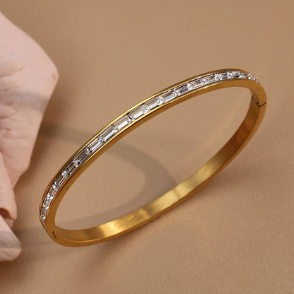 Fashion Plated 18k Zircon Stainless Steel Women's Bracelet Bangles