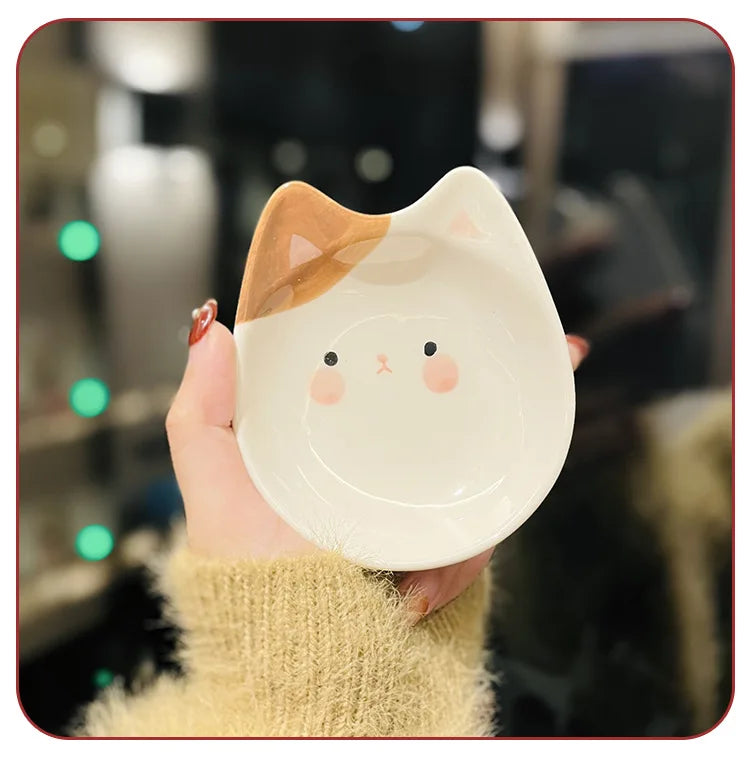 Small Ceramic Cartoon Disc Kitchen Mini Pot Dipping Plate Dessert Snack Dishes Tableware