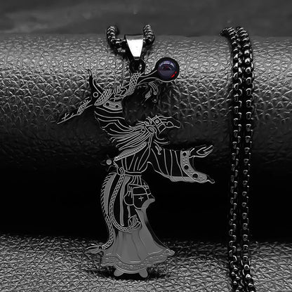 Men Stainless Steel Gothic Witchcraft Dragon Satan Viking Wolf Owl Wizard Necklace