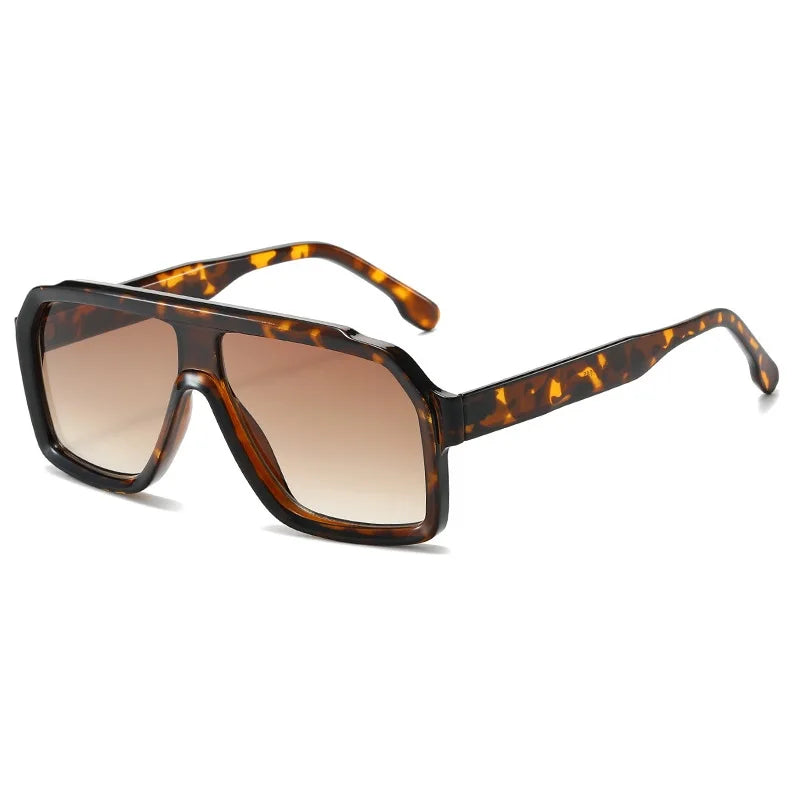 Men Women Double Color Frame Shade Designer UV400 Square Sunglasses Glass