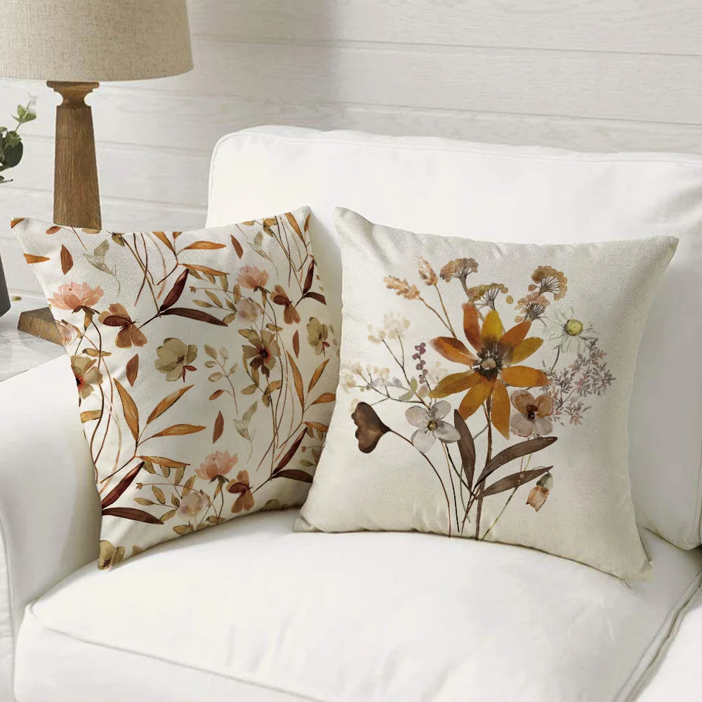 Plant Wildflower Abstract Watercolor Flower Deco Pillowcase Cushion Cover