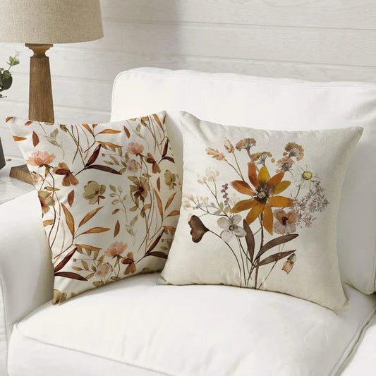 Plant Wildflower Abstract Watercolor Flower Deco Pillowcase Cushion Cover