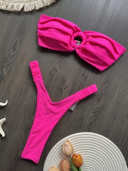 Micro Bikini Push Up Women Swimwear Brazilian Bikini Thong Solid Beachwear Swimsuit