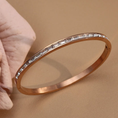 Fashion Plated 18k Zircon Stainless Steel Women's Bracelet Bangles