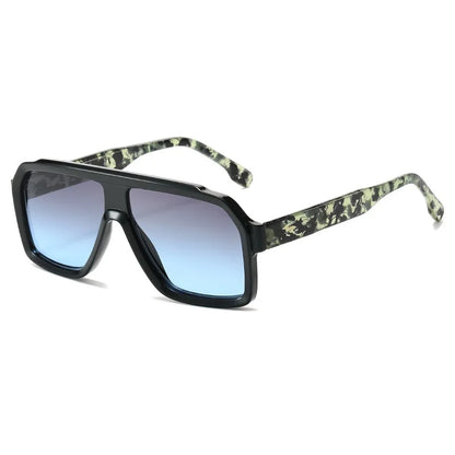 Men Women Double Color Frame Shade Designer UV400 Square Sunglasses Glass