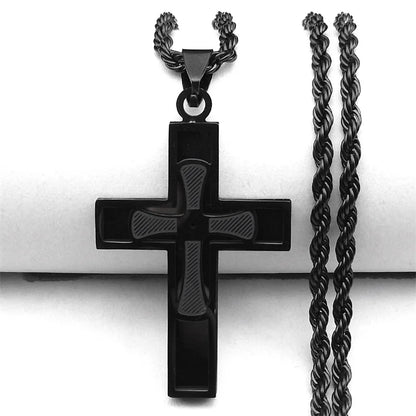 Men Women Gold Color Hip Hop Big Cross Jesus Stainless Steel Necklace