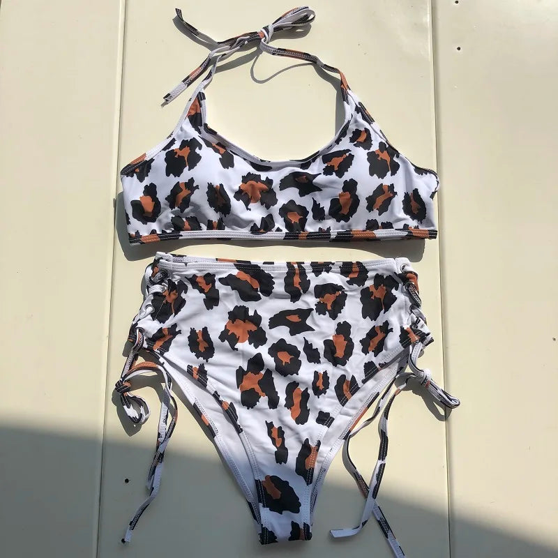 Women Swimsuit High Waist Bandage Sport Swimwear Bikini Push Up Beachwear Bathing Suit
