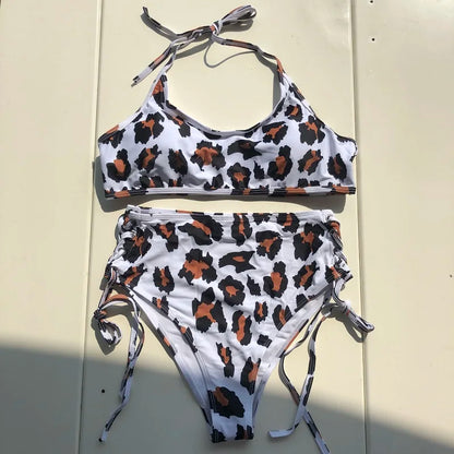 Women Swimsuit High Waist Bandage Sport Swimwear Bikini Push Up Beachwear Bathing Suit
