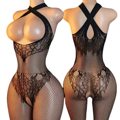 Sexy Open Crotch Women Fishnet Underwear Transparent Bodysuit Catsuit Cosplay Costumes Bodystockings