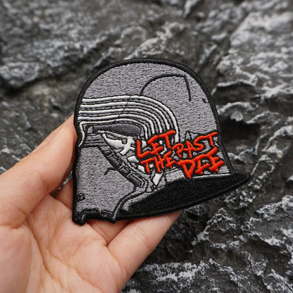 helmet"let the past die" Embroidered Patch Iron-On Sewing Clothes Patches Applique
