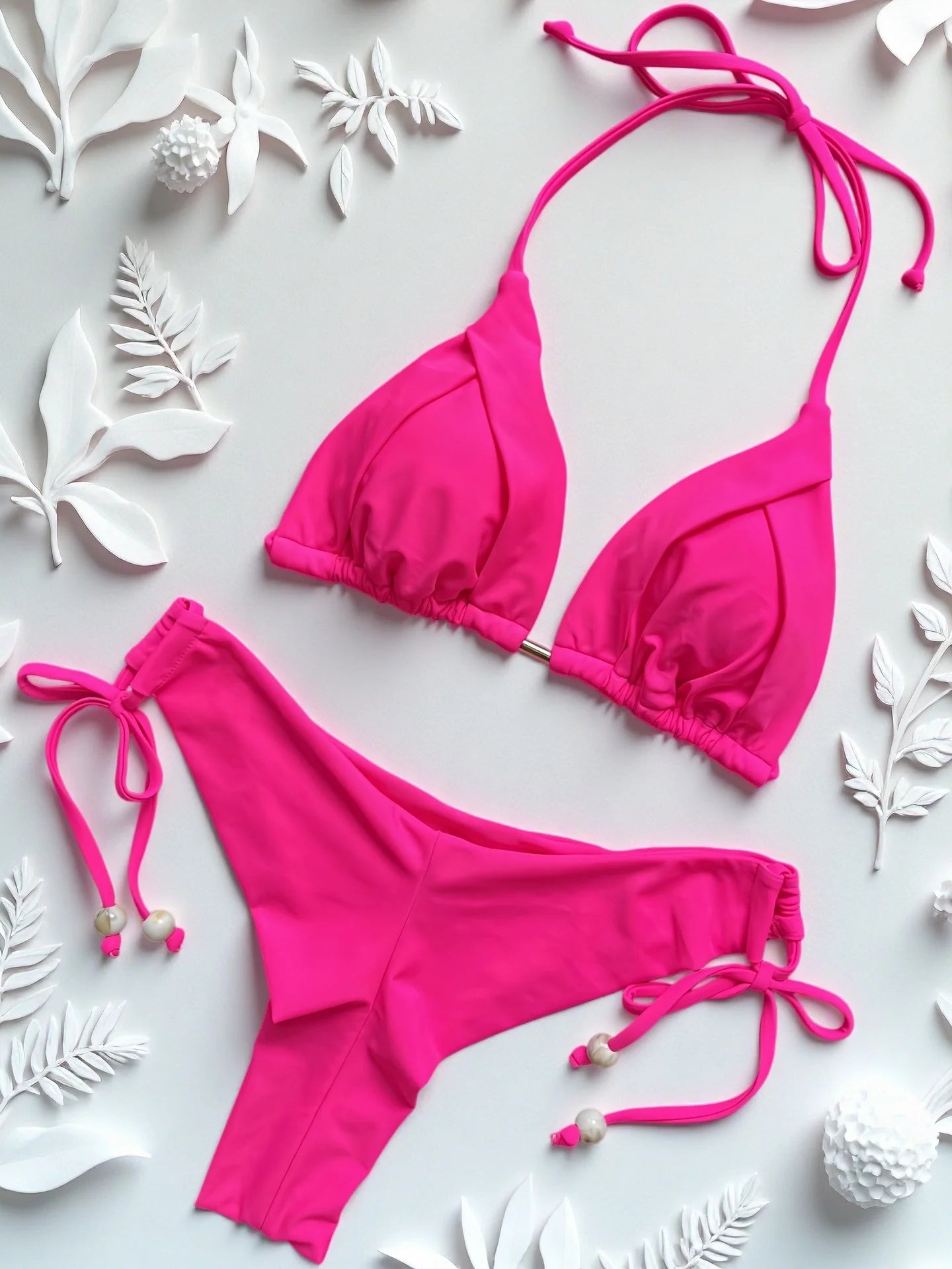 Sexy Women Push-Up Bra Swimsuit Solid Beachwear Chest Pad Swimwear Bikini Set
