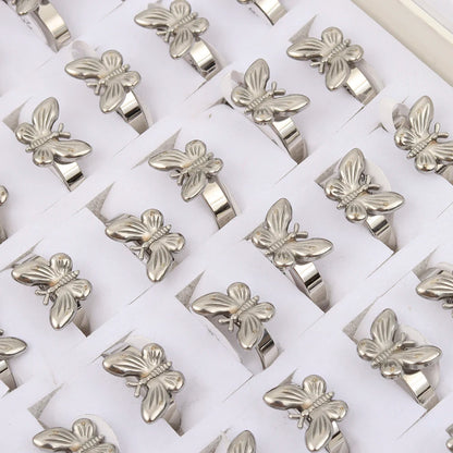 20 Pieces/Lot Fashion Stainless Steel Insect Butterfly Charm Waterproof Rings