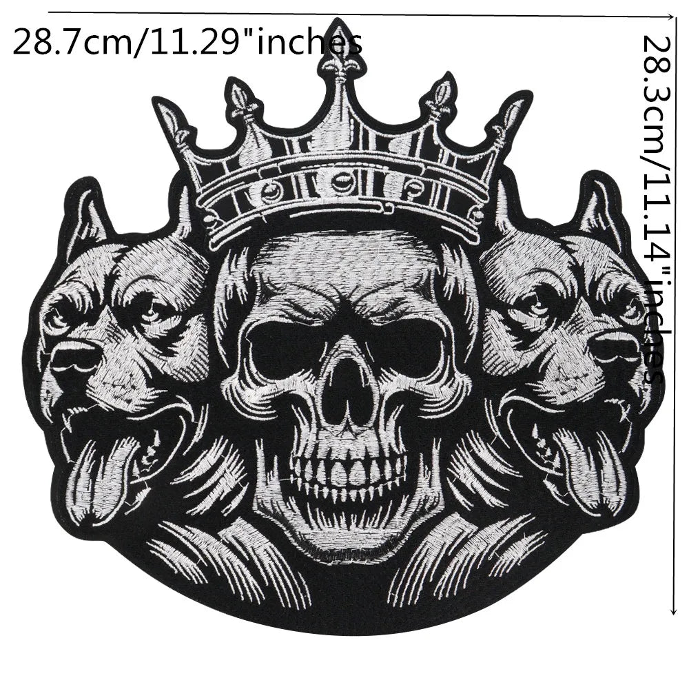 Cool gold and silver crown skull Embroidered Patch Appliques Iron on Patches Badge Clothes Sewing