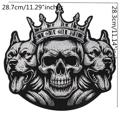 Cool gold and silver crown skull Embroidered Patch Appliques Iron on Patches Badge Clothes Sewing