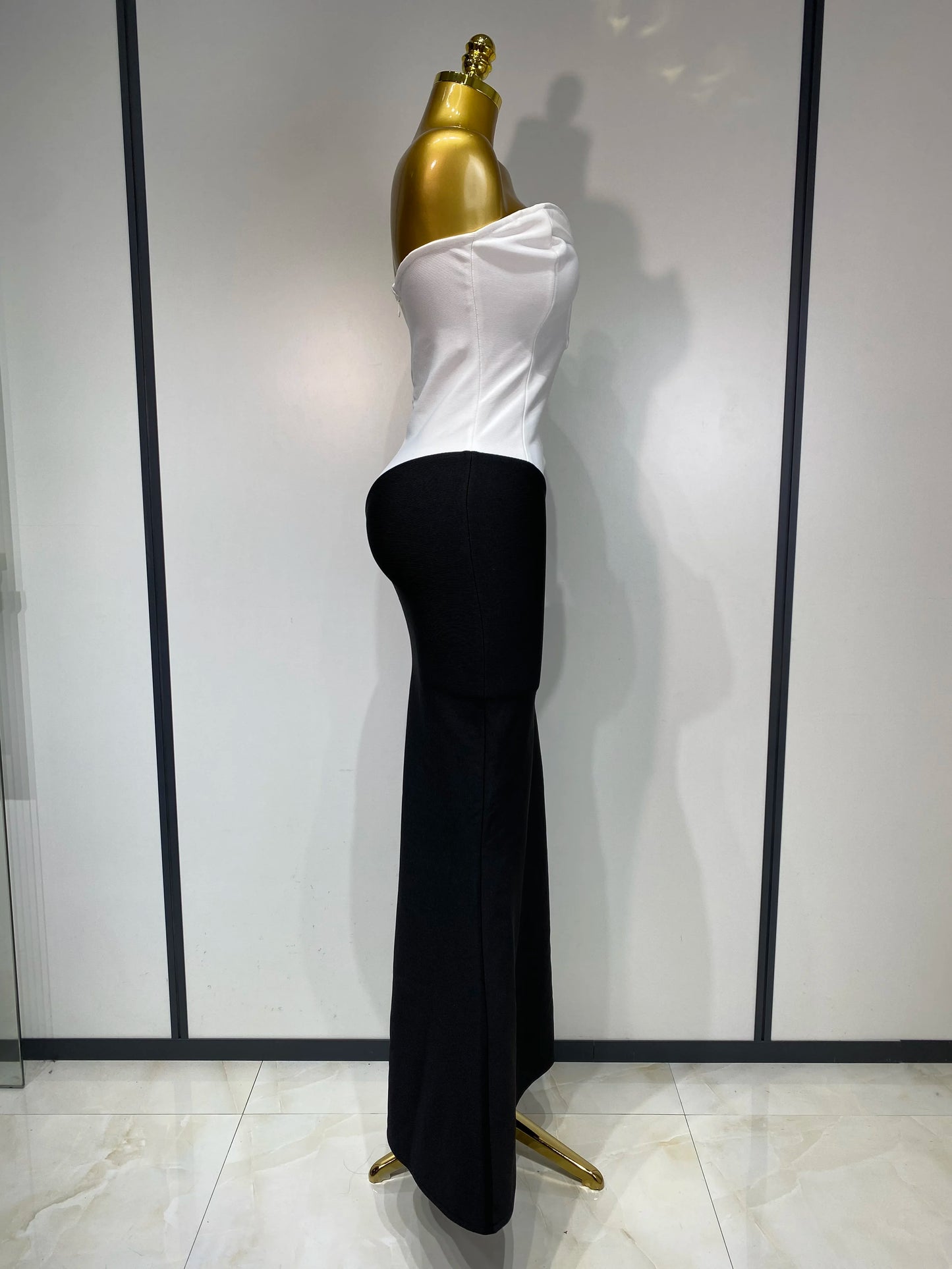 Sexy Bandage Strapless Diamond Flower Maxi Long Birthday Party Prom Dress Gowns