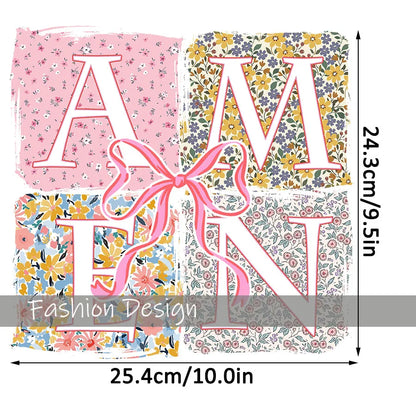 Floral Amen Bible Verses DIY Iron-On Heat Transfer Sticker Decal T-shirts Sweatshirts Bag Clothes Pillow Decor