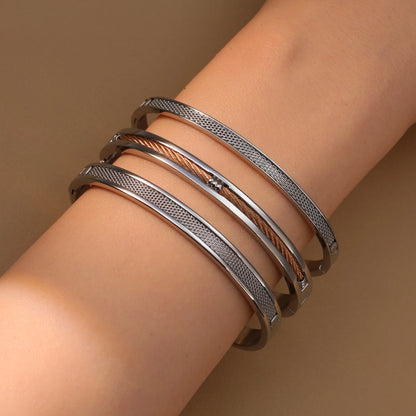 Women Punk 18k Gold Color Stainless Steel Statement Bracelet Bangle