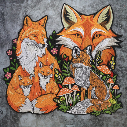 Mushroom Orange Foxes Motorcycle Embroidered Animal Patch Appliques Iron on Patches Badge Clothes Sewing