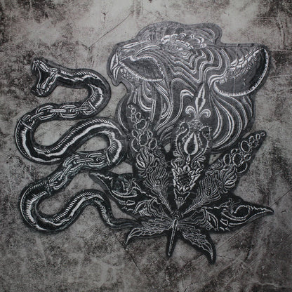 Large Black Snake Embroidery Tiger Maple Leaf Patches for Clothes Patch Stickers DIY Punk Badges for Iron-on Applique