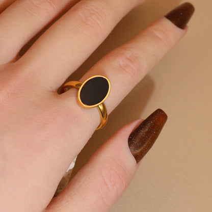 Luxury 2-In-1 Wedding Gold Black Acrylic Stainless Steel Ring Bangles Set