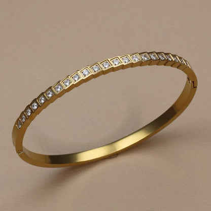 Fashion Stainless Steel Crystal Gold Color Women Bracelet Bangle Party Gift