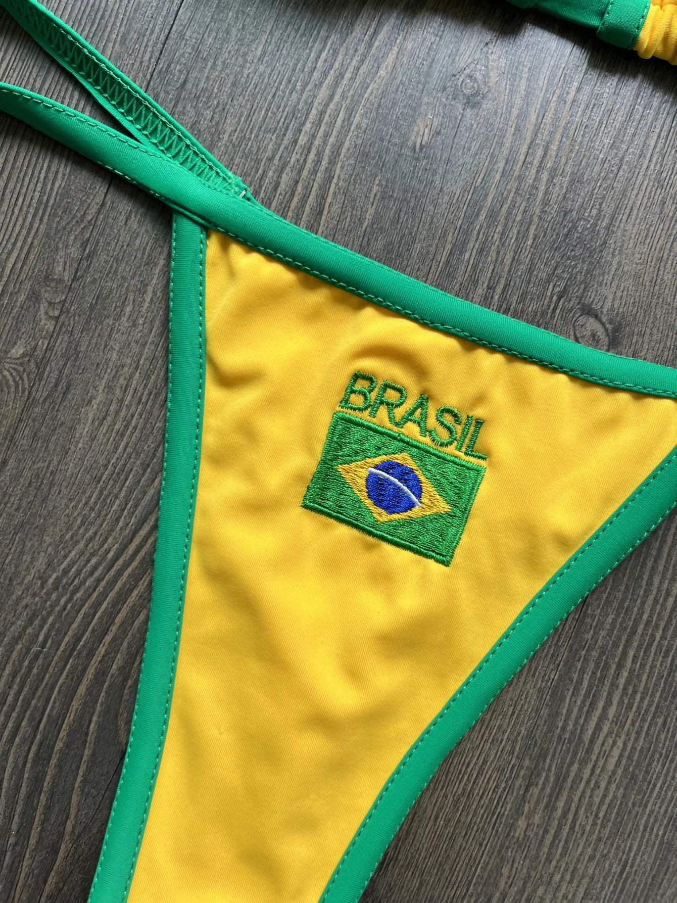 Women Swimwear Swimsuit Two-pieces Brazil Flag Bathing G-string Thong Brazilian Bikini Suit
