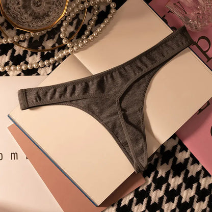 Women T-back Briefs Cotton G-String Thong Underwear Low Waist Seamless Panties