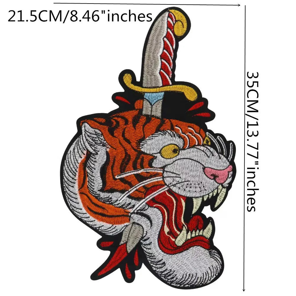 Animal Embroidery Leopard Sword Embroidered Patches for Clothing Applique Iron On Sewing