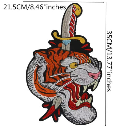 Animal Embroidery Leopard Sword Embroidered Patches for Clothing Applique Iron On Sewing