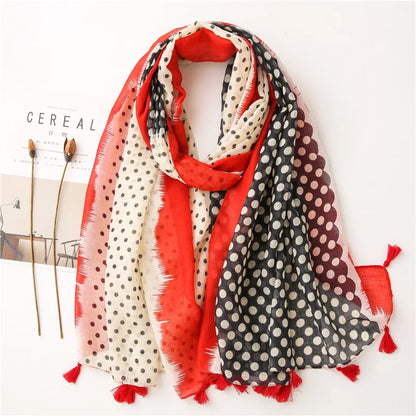 Women Fashion Large Cotton Flower Designs Tassel Prints Scarves Wrap Shawl Scarf