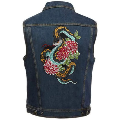 Colorful Python Embroidered Motorcycle Patch Appliques Iron on Patches Badge Clothes Sewing