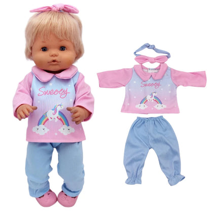16 Inch Small Doll Clothes T-shirt 38cm Baby Fashion Denim Shorts