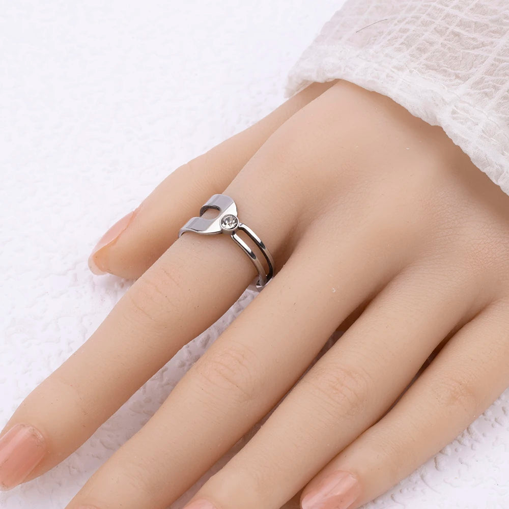 Wholesale 20 Pieces/Lot Irregular Waterproof Butterfly LOVE Heart Stainless steel Zircon Wedding Rings