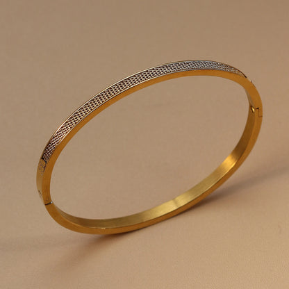 Women Punk 18k Gold Color Stainless Steel Statement Bracelet Bangle
