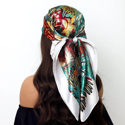 90cm Women Four Seasons Square Silk Satin Bandana Wrap Shawl Scarves Scarfs Sqk7