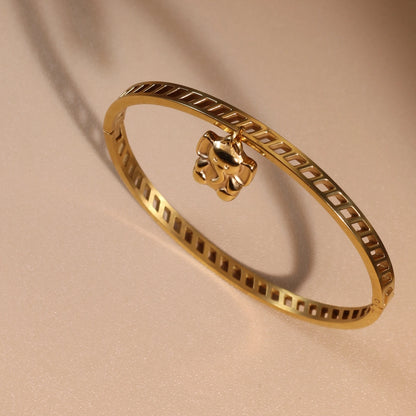 Small Elephant Hollow Stainless Steel 18K Gold Plated Bracelet Jewelry